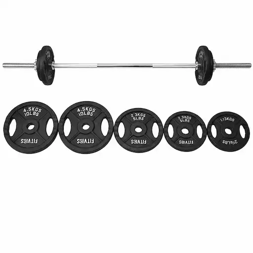 Fitvids Cast Iron Standard Weight Plates 5ft Barbell 45 pound