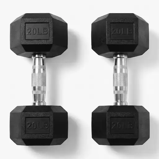 Fitvids Rubber Coated Hex Dumbbells 5-50 lb pair for home gym