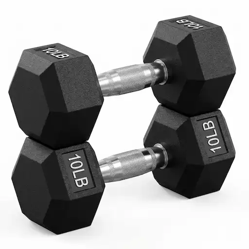 Fitvids Rubber Encased Hex Dumbbell single multiple sizes anti-slip